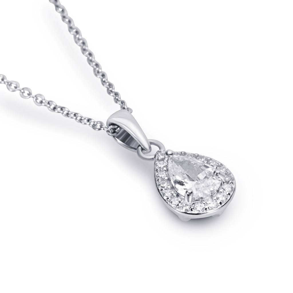 Brd Jewelry 925 Sterling Silver Dewdrop Ad Pendant With Chain I Pearcut Shape Pendant Chain For Women & Girls : BRD293112