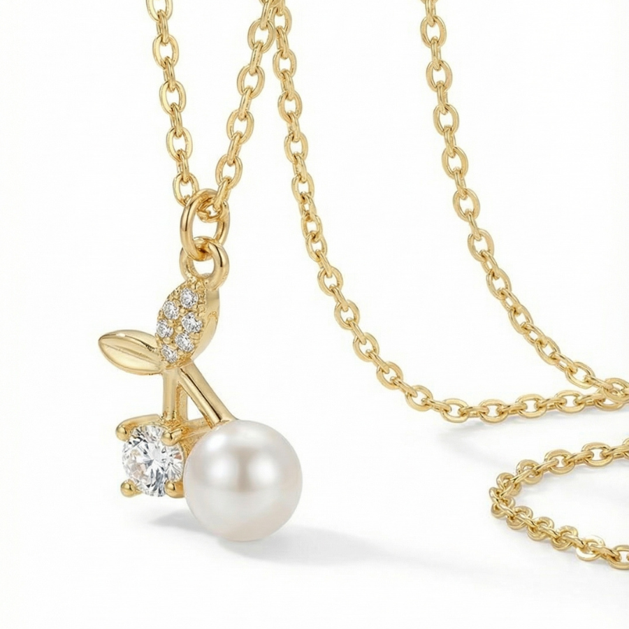 Cherry Pendant Necklace For Women – Elegant Double Cherry Design With Sparkling Cz | Premium Fashion Jewellery Fo : 9932460258
