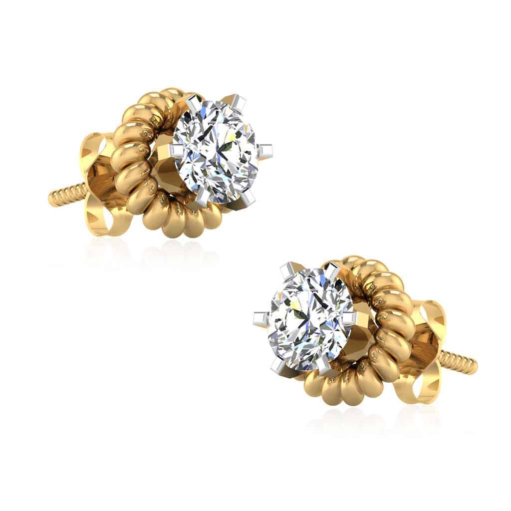 Iski Uski 925 Sterling Silver Classic Solitaire Stud Earrings