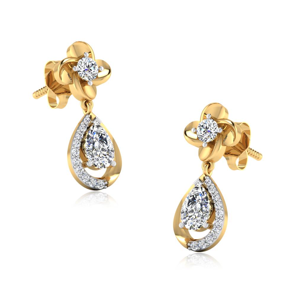 Iski Uski 925 Sterling Silver Garion Solitaire Drop Earrings