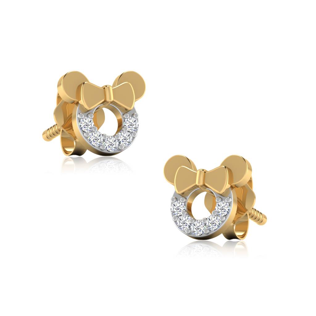 Iski Uski 925 Sterling Silver Bow Mickey Stud Earrings