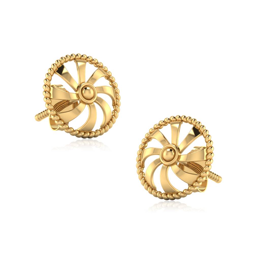 Iski Uski 925 Sterling Silver Round Plain Classic Stud Earrings