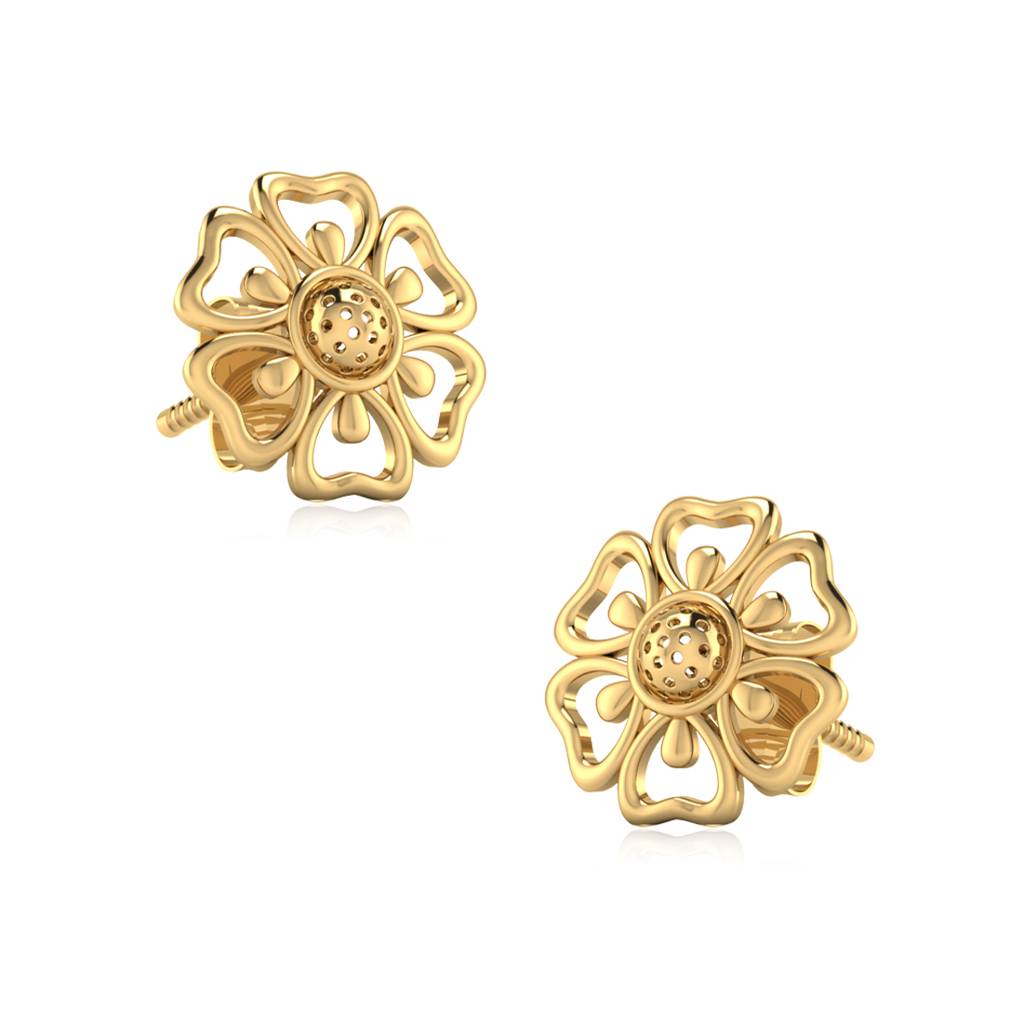 Iski Uski 925 Sterling Silver Flower Silver Stud Earrings