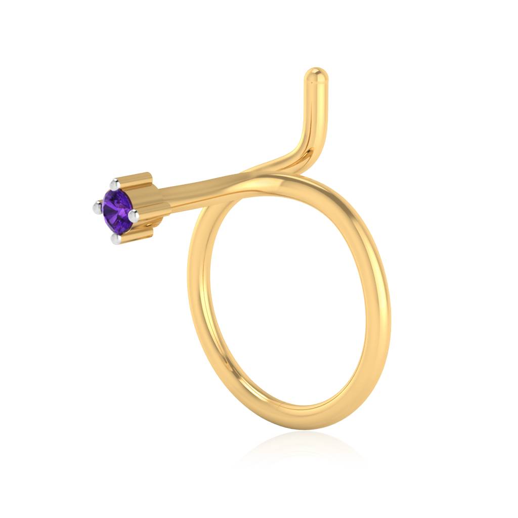 The Fervor Amethyst Nose Pin : NS-0001YGA