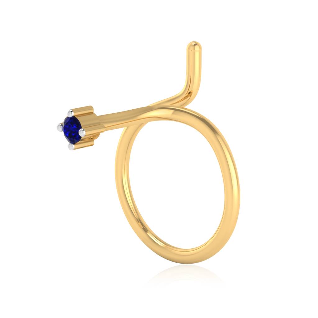 The Fervor Blue Sapphire Nose Pin : NS-0001YGBS