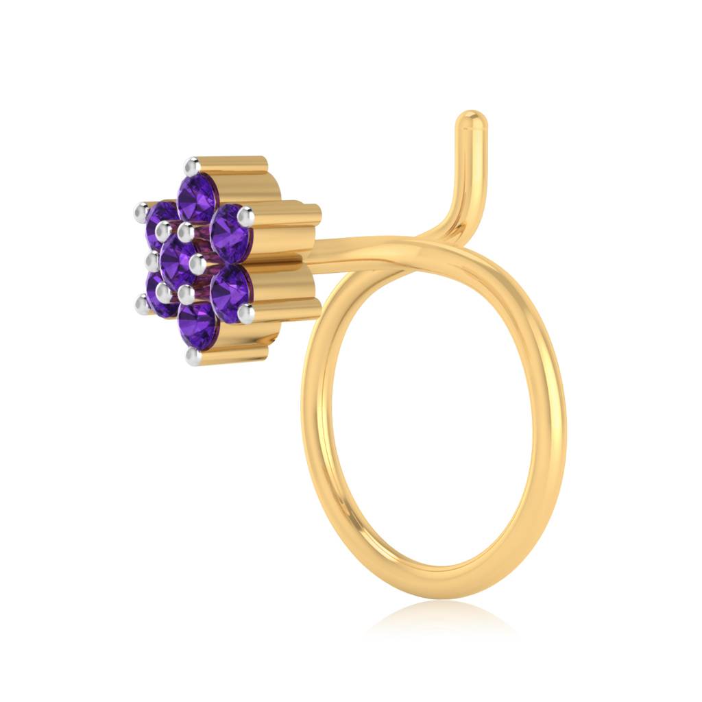 The Peoni Amethyst Nose Pin : NS-0004YGA
