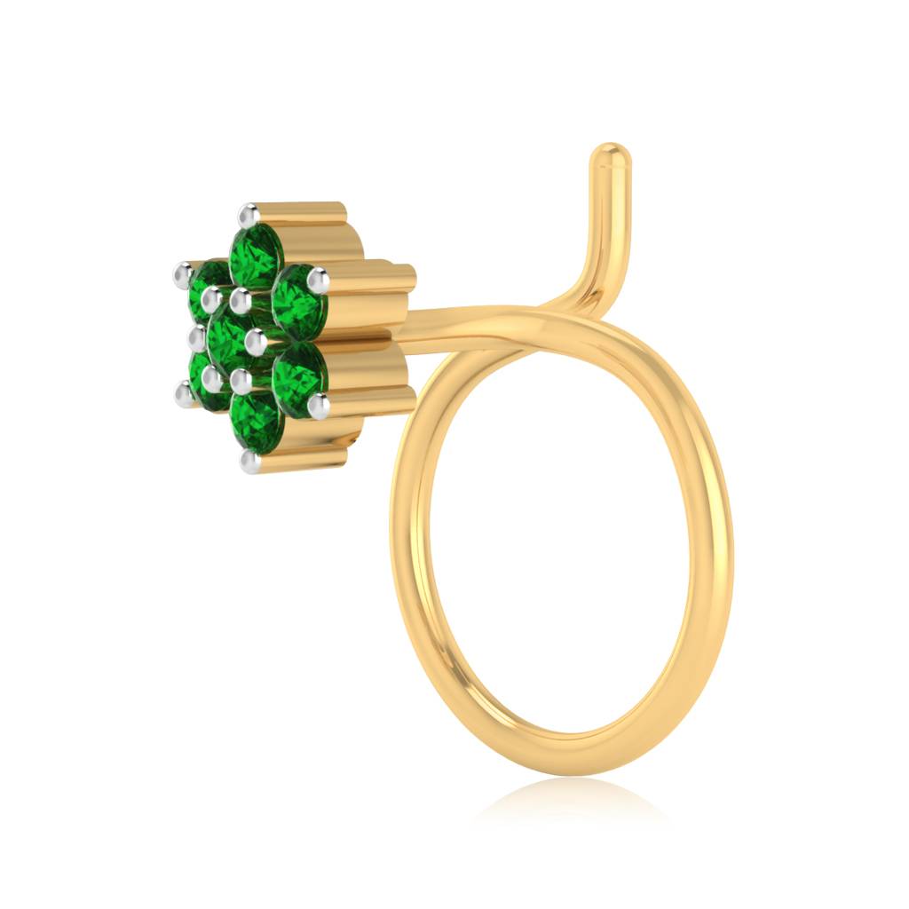 The Peoni Emerald Nose Pin : NS-0004YGE