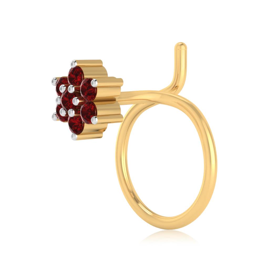 The Peoni Ruby Nose Pin : NS-0004YGR