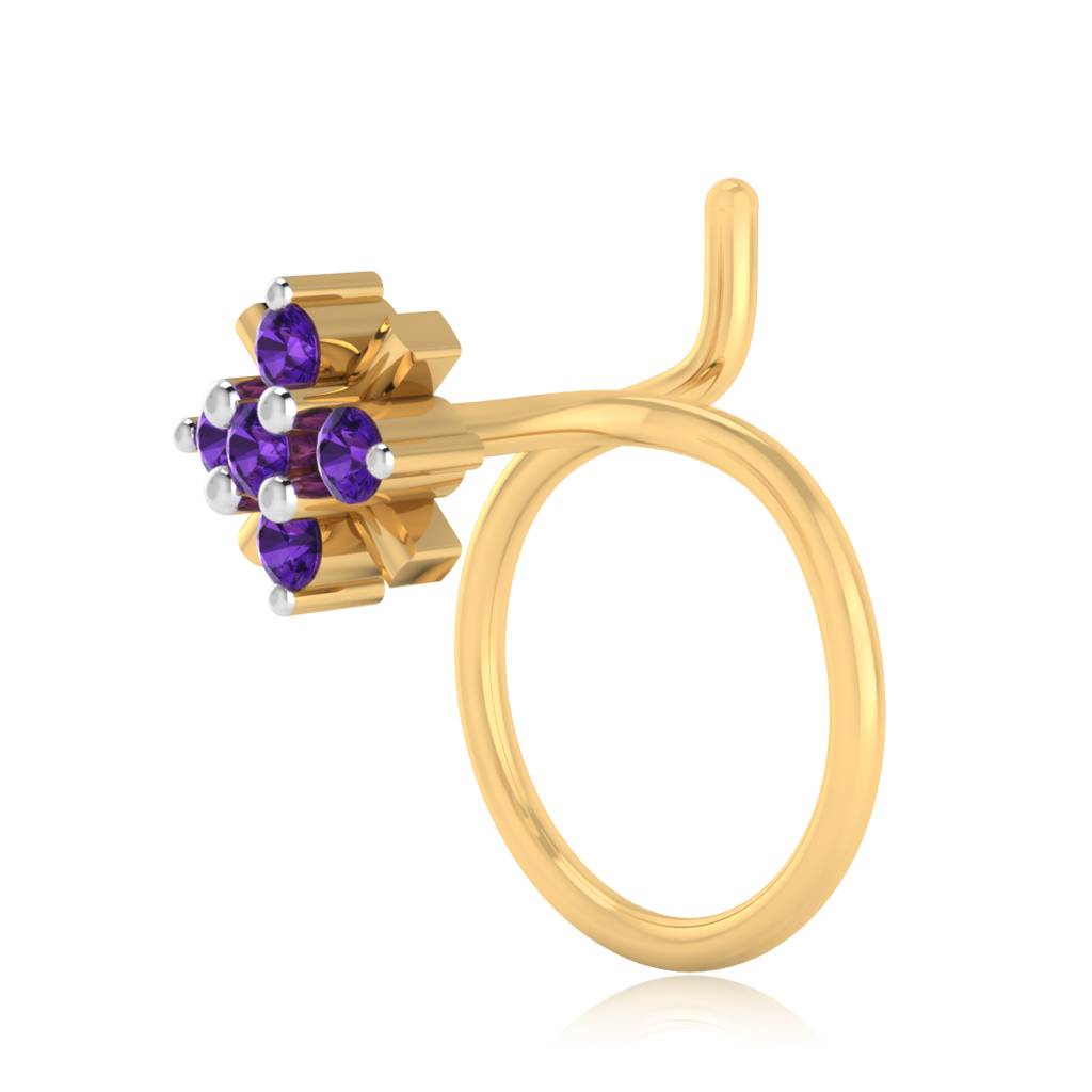 The Vivid Amethyst Nose Pin : NS-0005YGA