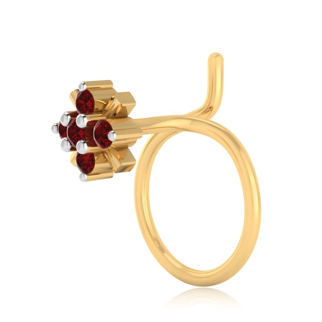 The Vivid Ruby Nose Pin : NS-0005YGR