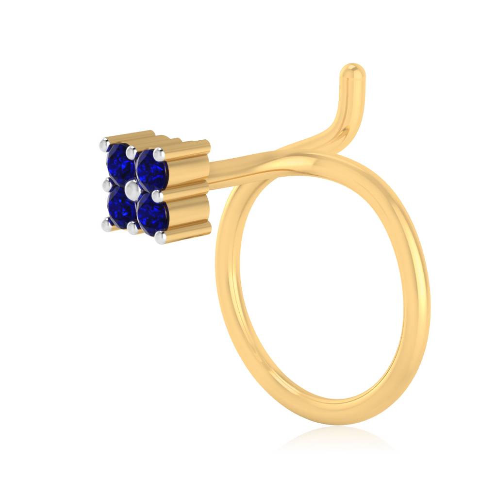The Classy Blue Sapphire Nose Pin : NS-0009YGBS