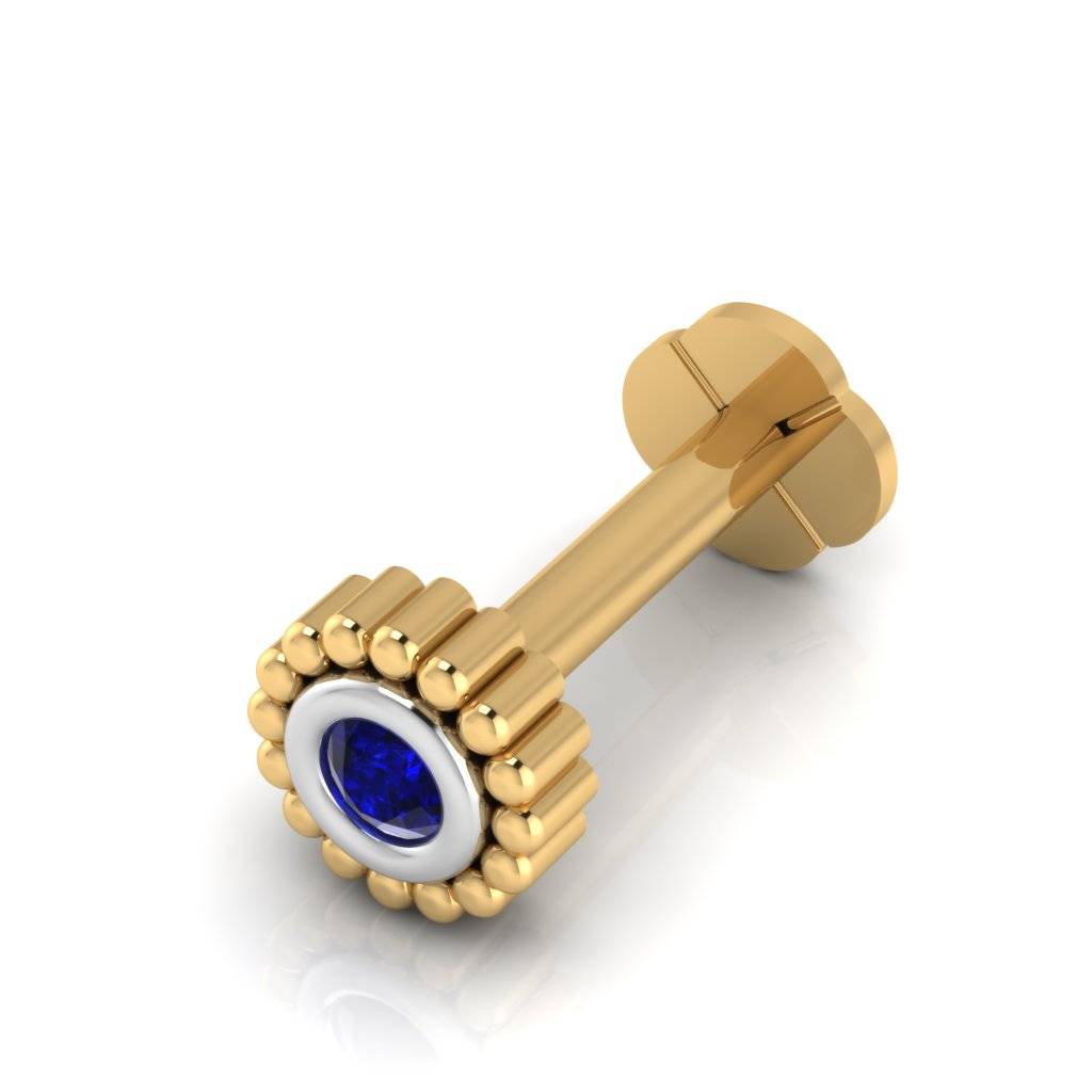 The Yuvi Blue Sapphire Nose Screw : NS-0148YGB