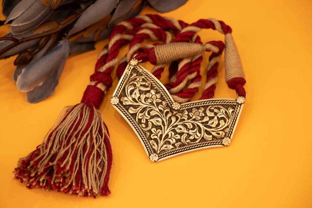 925 Sterling Silver Mizoya Chitai Detailed Dori Necklace : SN250