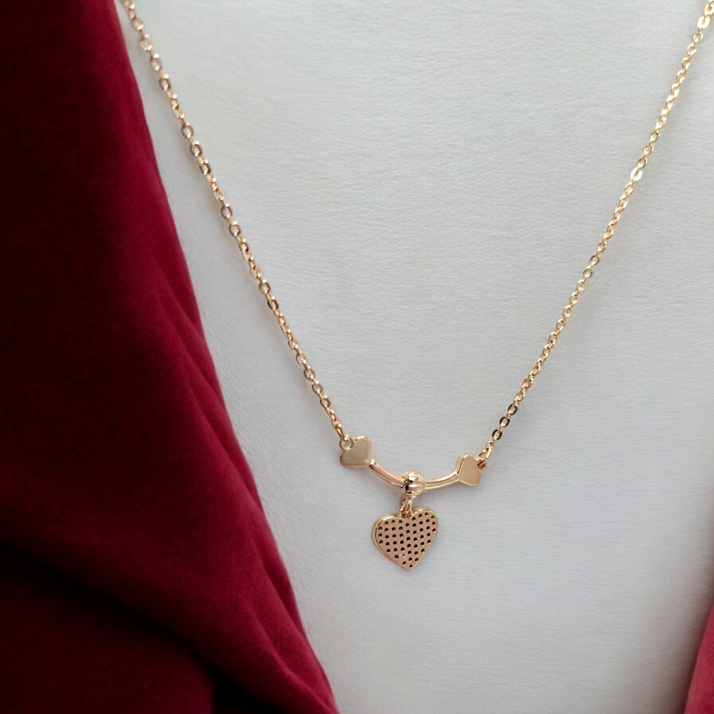 Rose Gold Heart Necklace Gold-Plated Plated Stainless Steel Necklace| Waterproof Chain Pendant | Gifts For Women : AST-neck-08