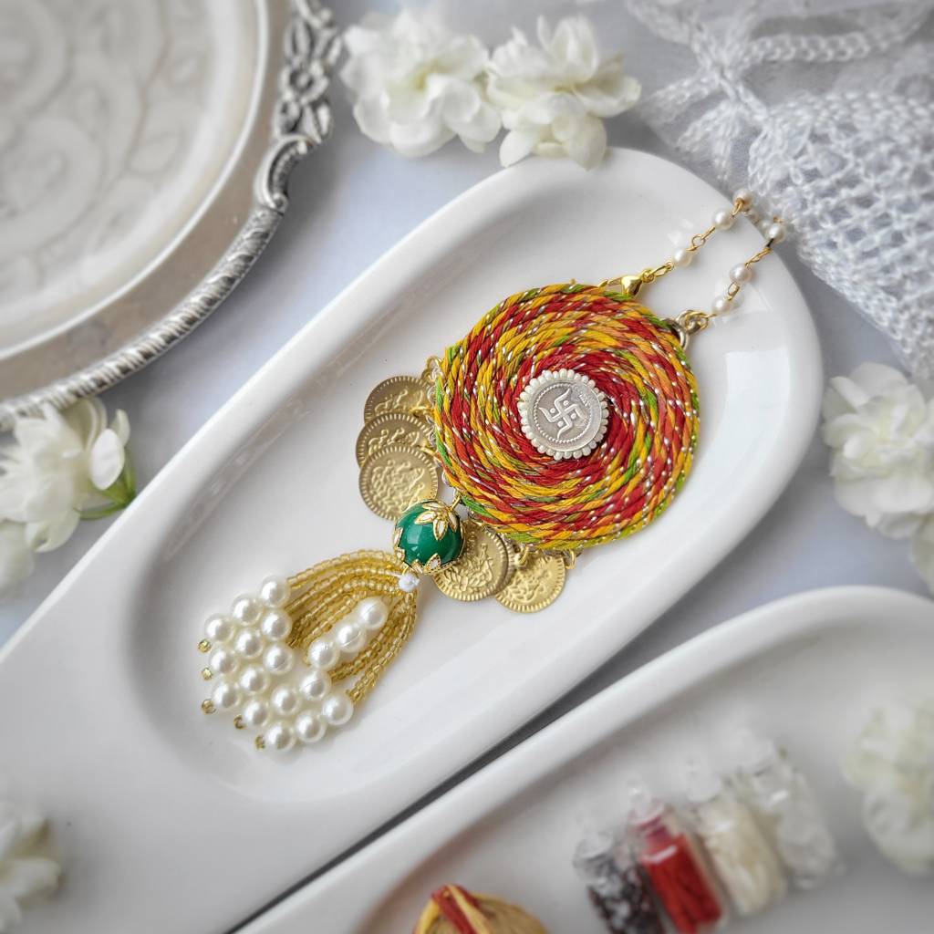 Swastik Silver Coin Lumba With Silver Rakhi : PIABRK105