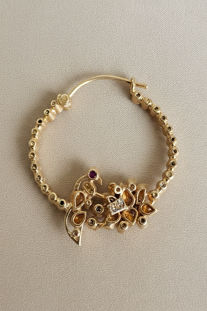 925 Silver Moissanite Polki Neemrana Nosering : PJN59