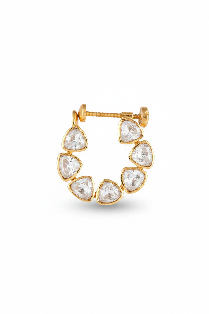 925 Silver Moissanite Polki Layla Nosering : PJN62