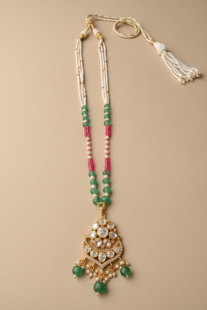 925 Silver Moissanite Polki Charvi Necklace : PJNE78