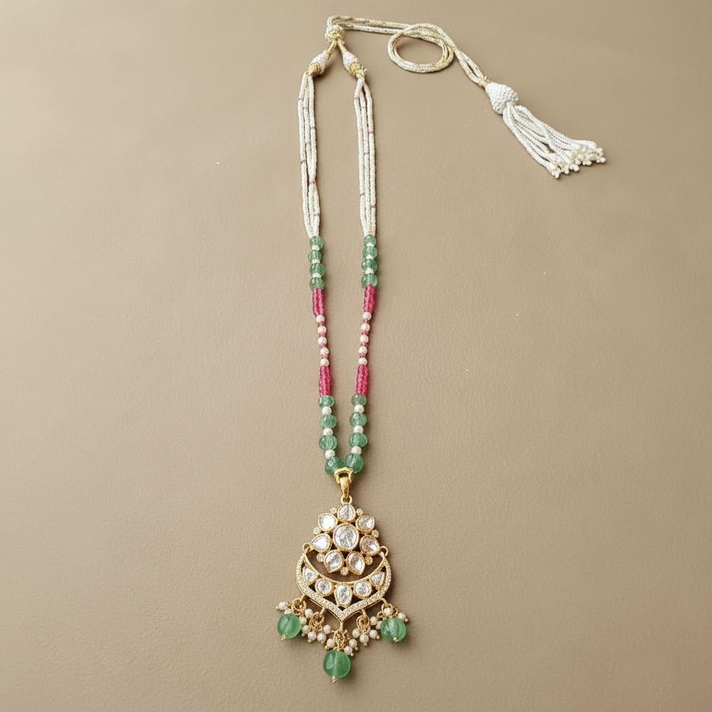 925 Silver Moissanite Polki Charvi Necklace : PJNE78