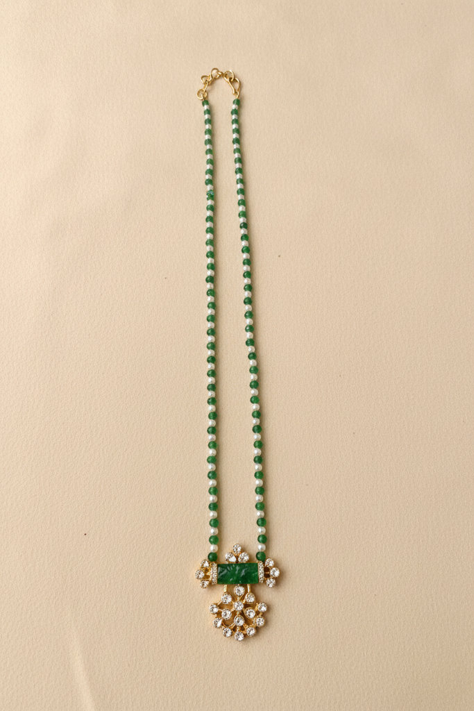 925 Silver Moissanite Polki Sangam Necklace : PJNE81