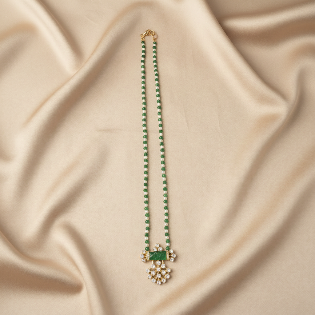 925 Silver Moissanite Polki Sangam Necklace : PJNE81