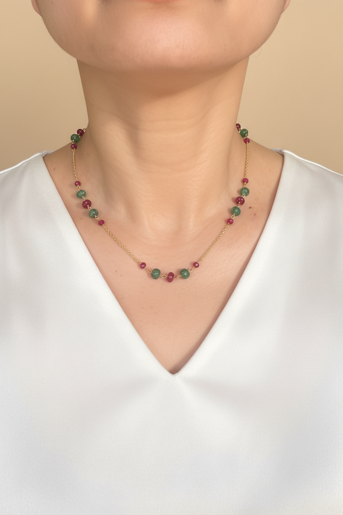 925 Silver Moissanite Polki Aru Necklace : PJNE83