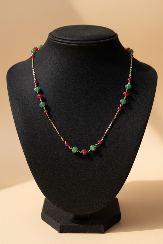 925 Silver Moissanite Polki Aru Necklace : PJNE83