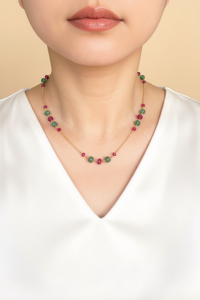 925 Silver Moissanite Polki Aru Necklace : PJNE83