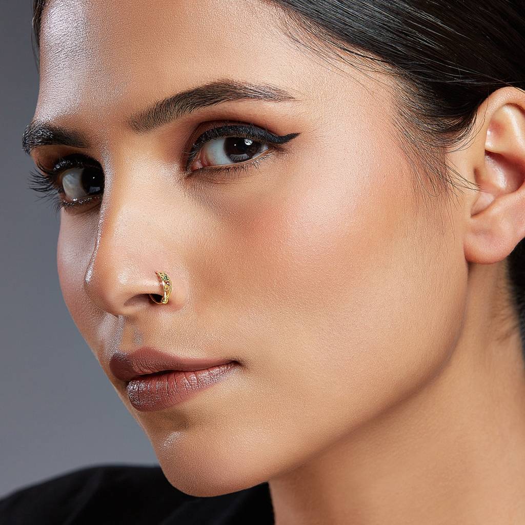 Yuvora 18K Yellow Gold Heart Duet Nose Pin For Women | Screw Back Closure | Bis Hallmarked | Pure Gold Nose  : PNR1001-DC-18YG