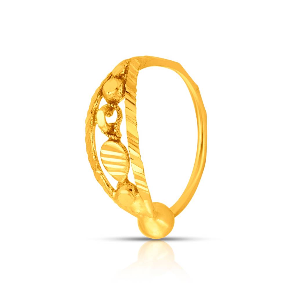 Yuvora 18K Yellow Gold Golden Orbit Nose Pin For Women | Screw Back Closure | Bis Hallmarked | Pure Gold Nos : PNR1003-DC-18YG