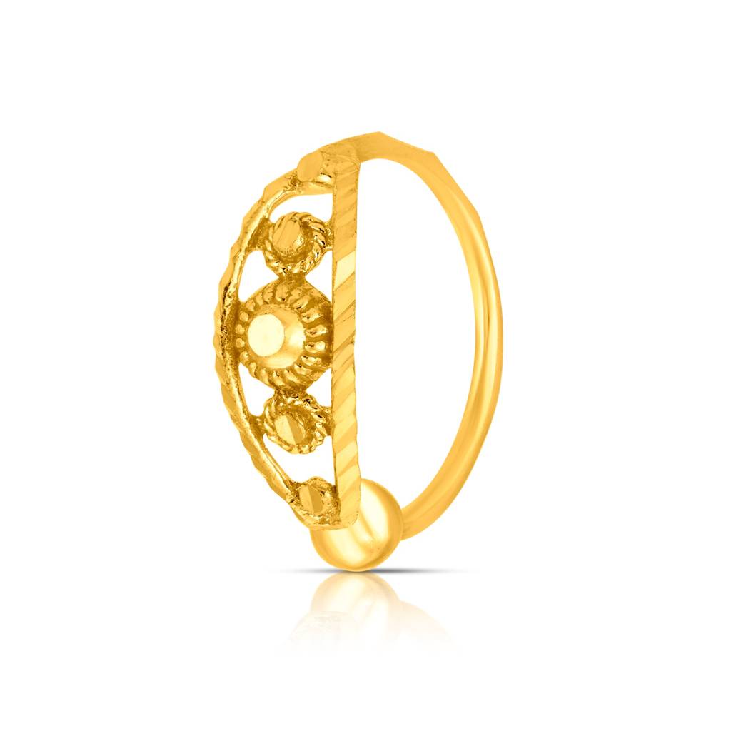 Yuvora 18K Yellow Gold Petal Weave Nose Pin For Women | Screw Back Closure | Bis Hallmarked | Pure Gold Nose : PNR1006-DC-18YG