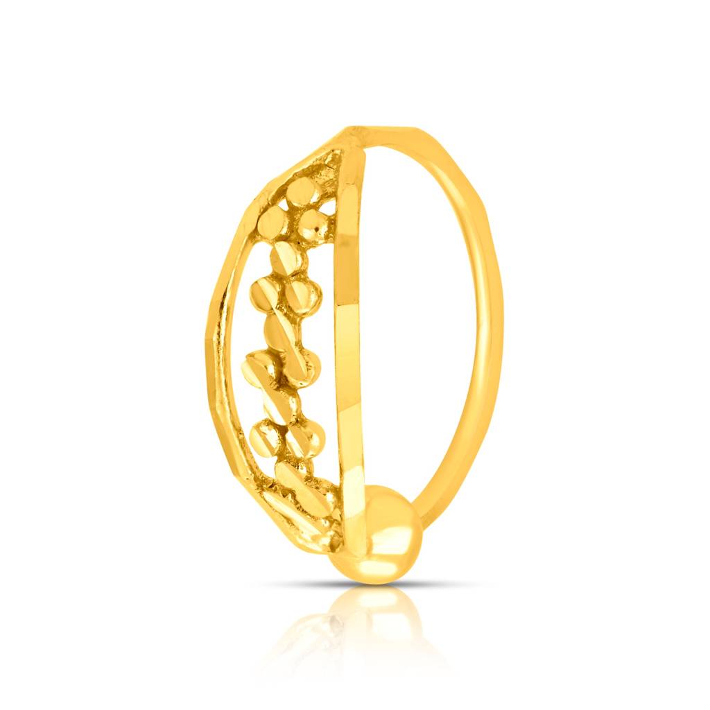 Yuvora 18K Yellow Gold Petite Garland Nose Pin For Women | Screw Back Closure | Bis Hallmarked | Pure Gold N : PNR1009-DC-18YG