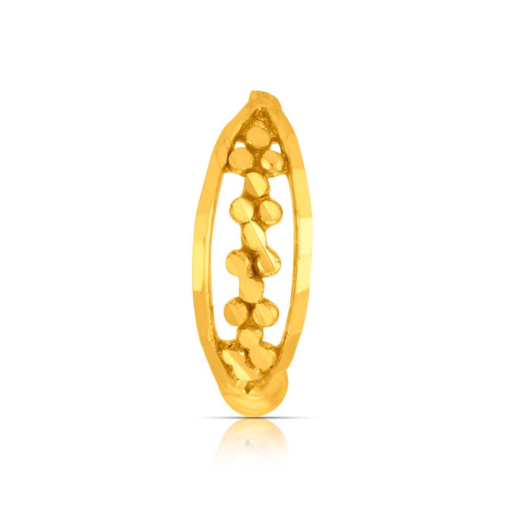 Yuvora 18K Yellow Gold Petite Garland Nose Pin For Women | Screw Back Closure | Bis Hallmarked | Pure Gold N : PNR1009-DC-18YG