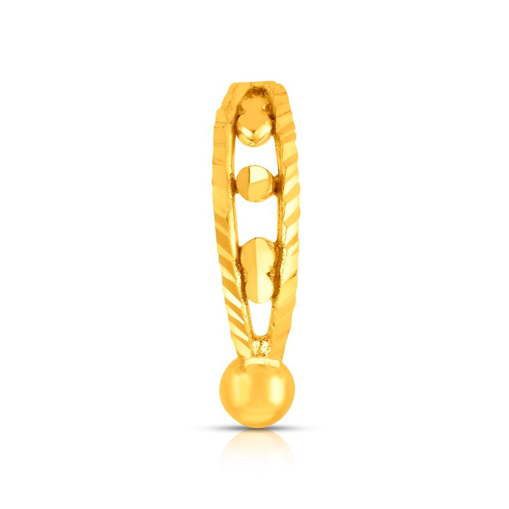 Yuvora 18K Yellow Gold Gold Orbit Nose Pin For Women | Screw Back Closure | Bis Hallmarked | Pure Gold Nose  : PNR1010-DC-18YG