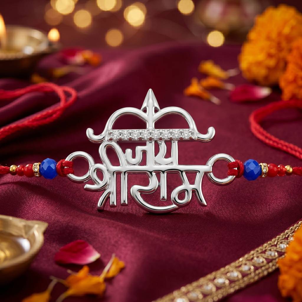 Eternz Certified Jewellery - Silveronaire Pure 925 Silver Shri Ram Rakhi For Men