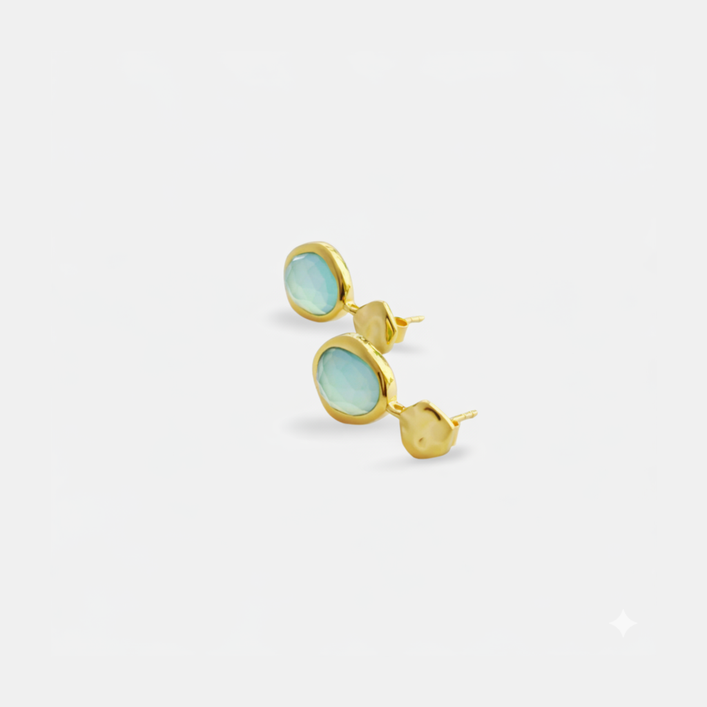 Odyssey Gemstone Small Drop Earrings : ER-ODD17-YG-AQB