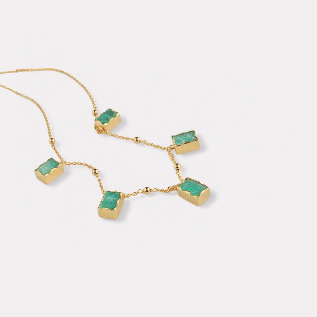 Seafoam Light Choker Necklace : NK-SFLT08-YG-GRN