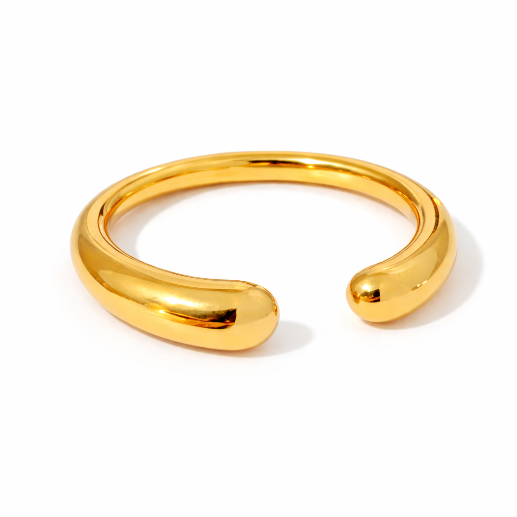 Open-Ended Cluster Crystal & Polished Band Ring - 18K Gold Plated : 1005952