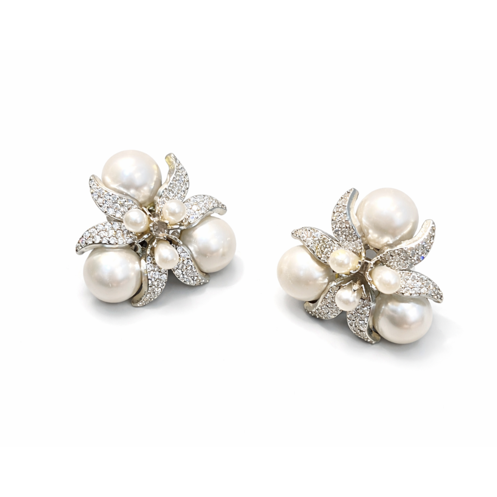 Zircon Pearl Studs White Finish : PR-10E