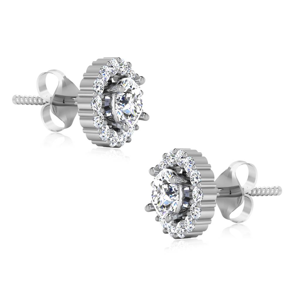 Iski Uski 925 Sterling Silver Moondust Halo Solitaire Stud Earrings