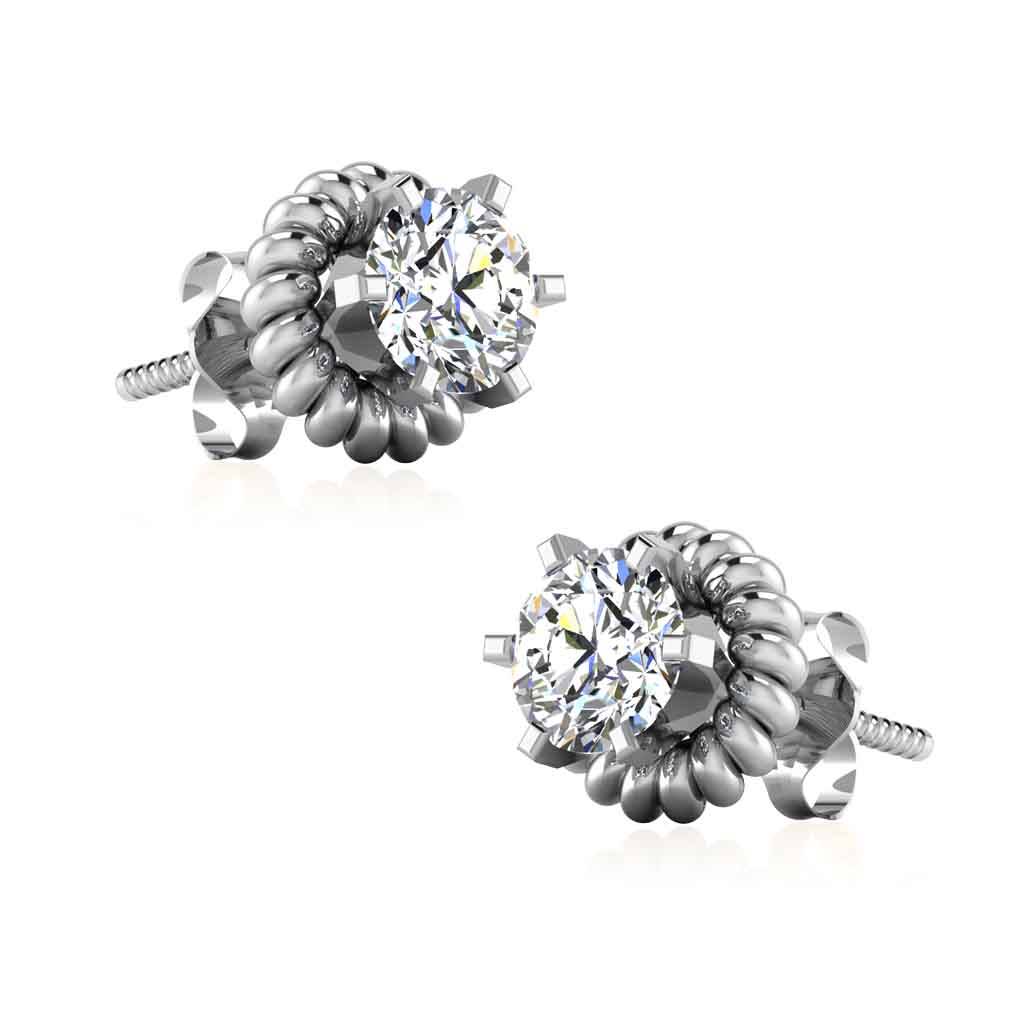 Iski Uski 925 Sterling Silver Classic Solitaire Stud Earrings
