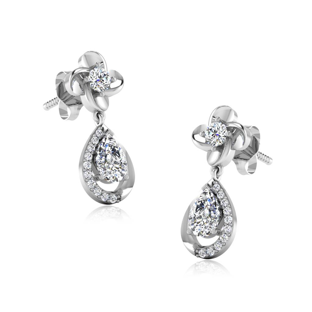 Iski Uski 925 Sterling Silver Garion Solitaire Drop Earrings