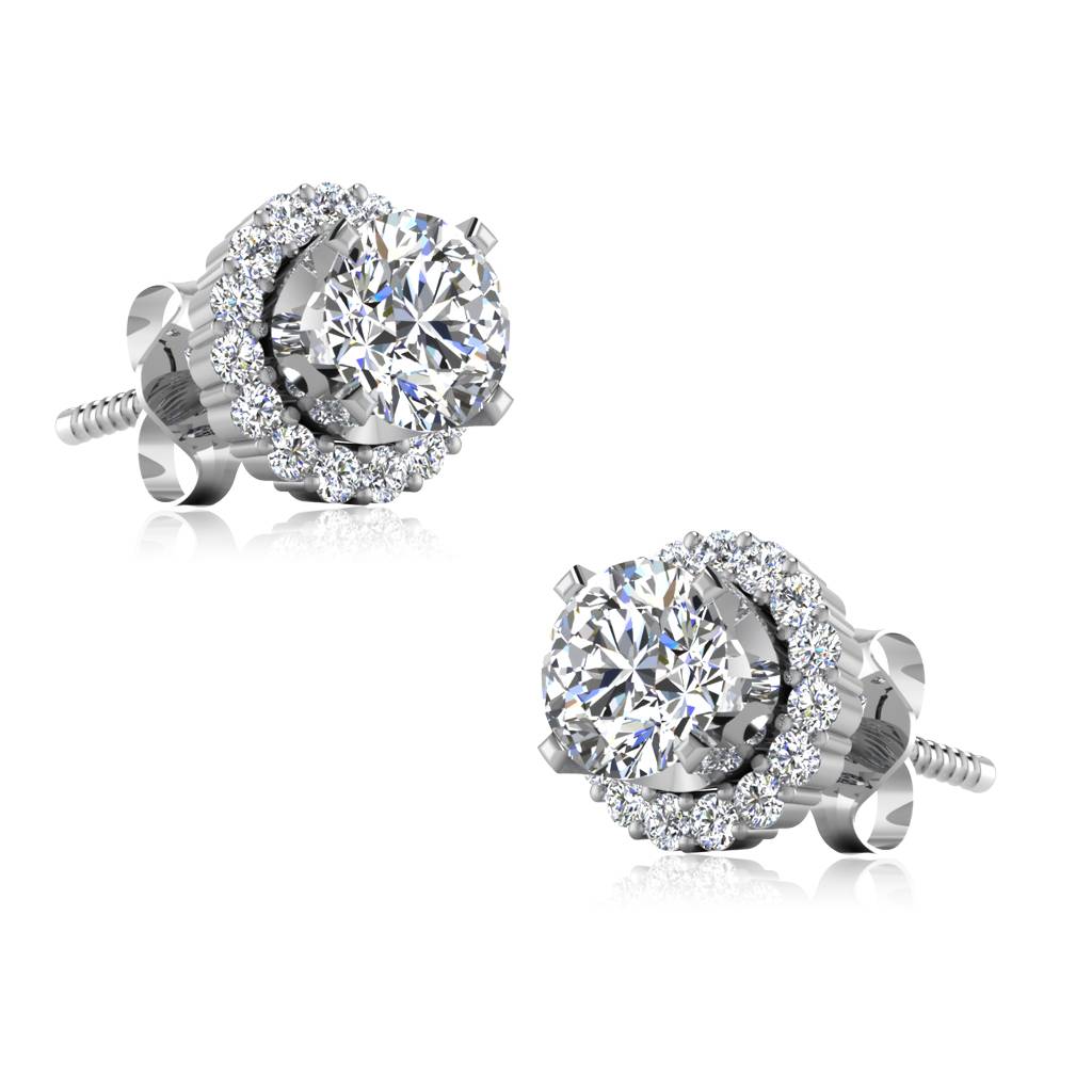 Iski Uski 925 Sterling Silver Round Classic Solitaire Stud Earrings