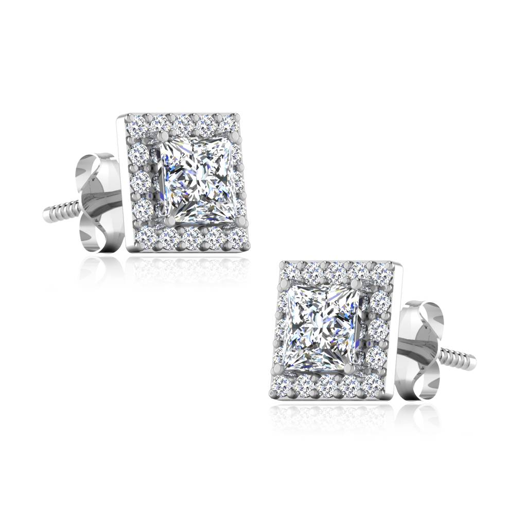 Iski Uski 925 Sterling Silver Princess Solitaire Stud Earrings