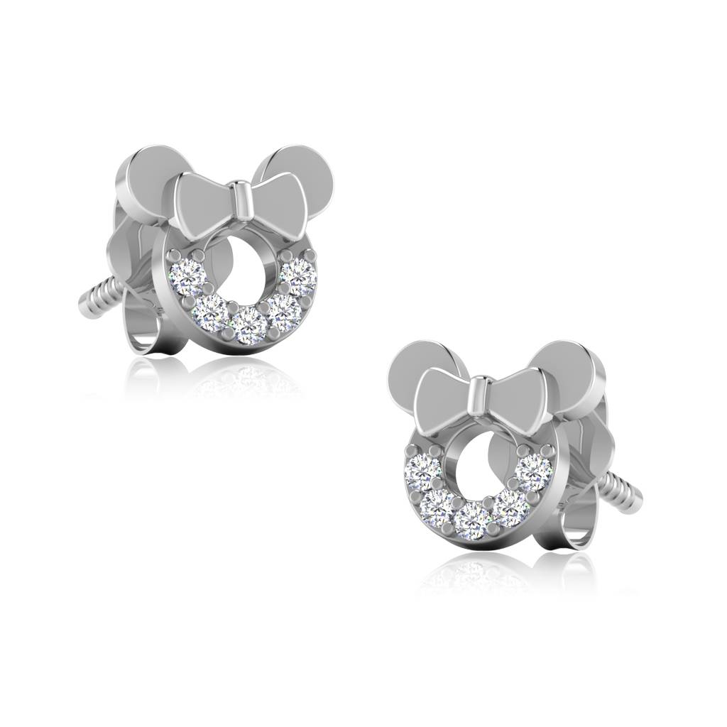 Iski Uski 925 Sterling Silver Bow Mickey Stud Earrings