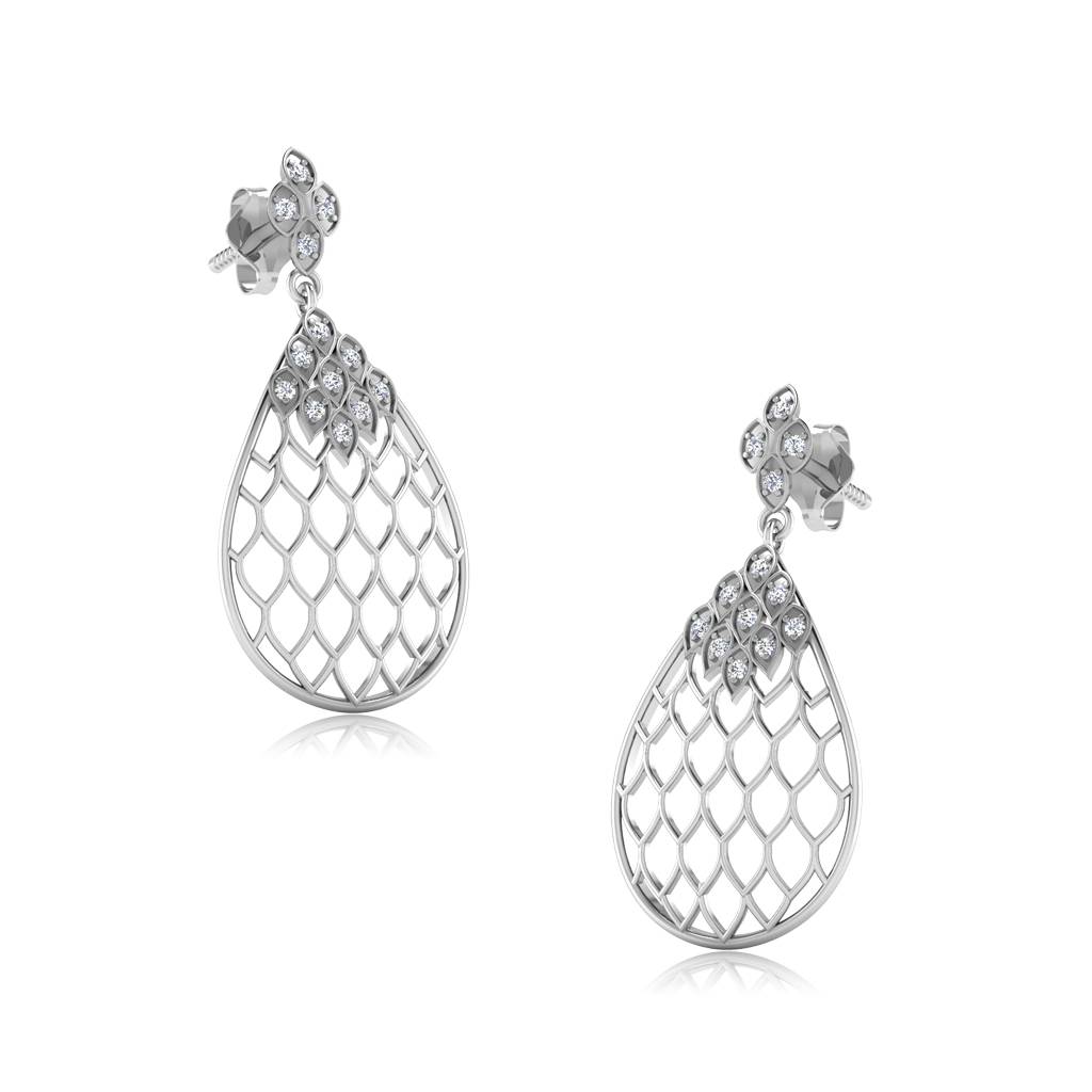 Iski Uski 925 Sterling Silver Filigree Drop Earrings