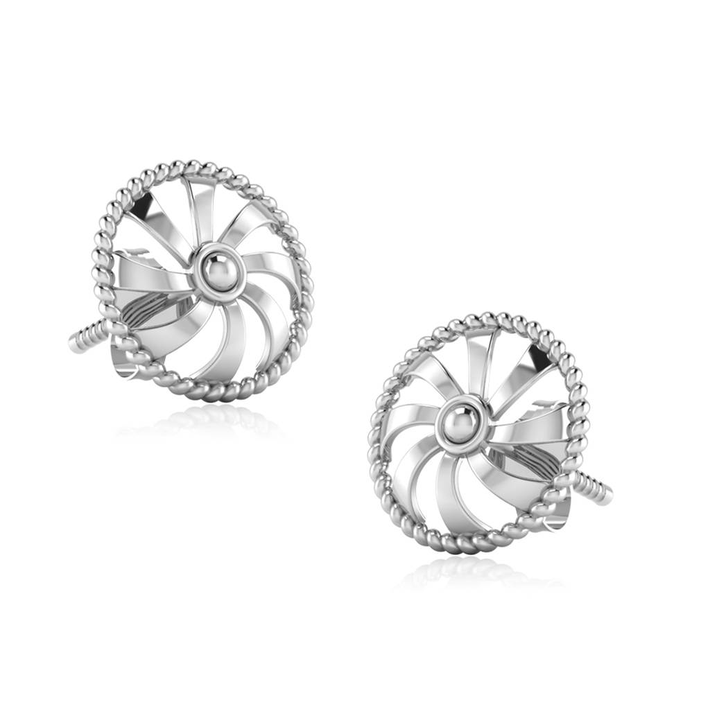 Iski Uski 925 Sterling Silver Round Plain Classic Stud Earrings