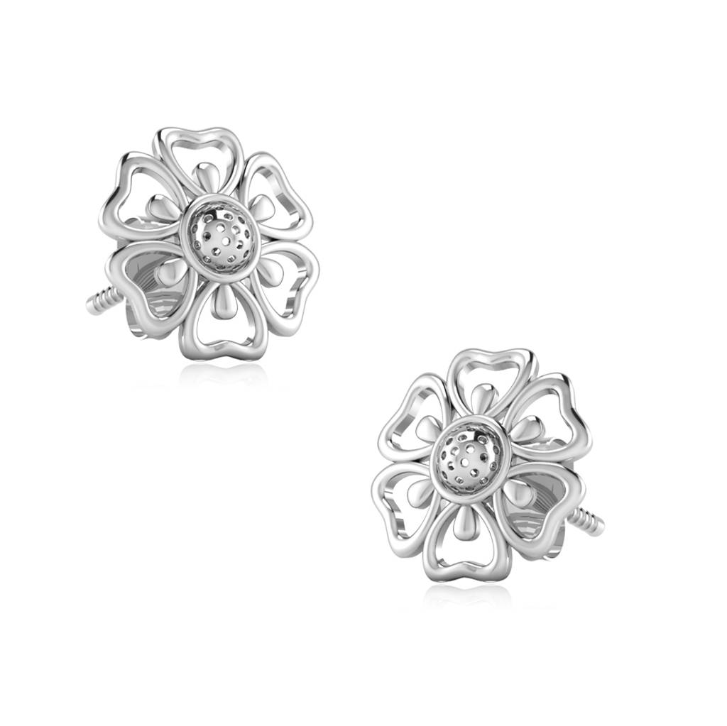 Iski Uski 925 Sterling Silver Flower Silver Stud Earrings