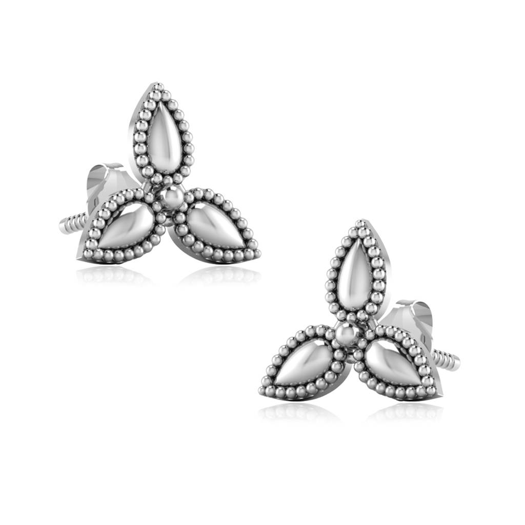 Iski Uski 925 Sterling Silver Leaf Silver Stud Earrings