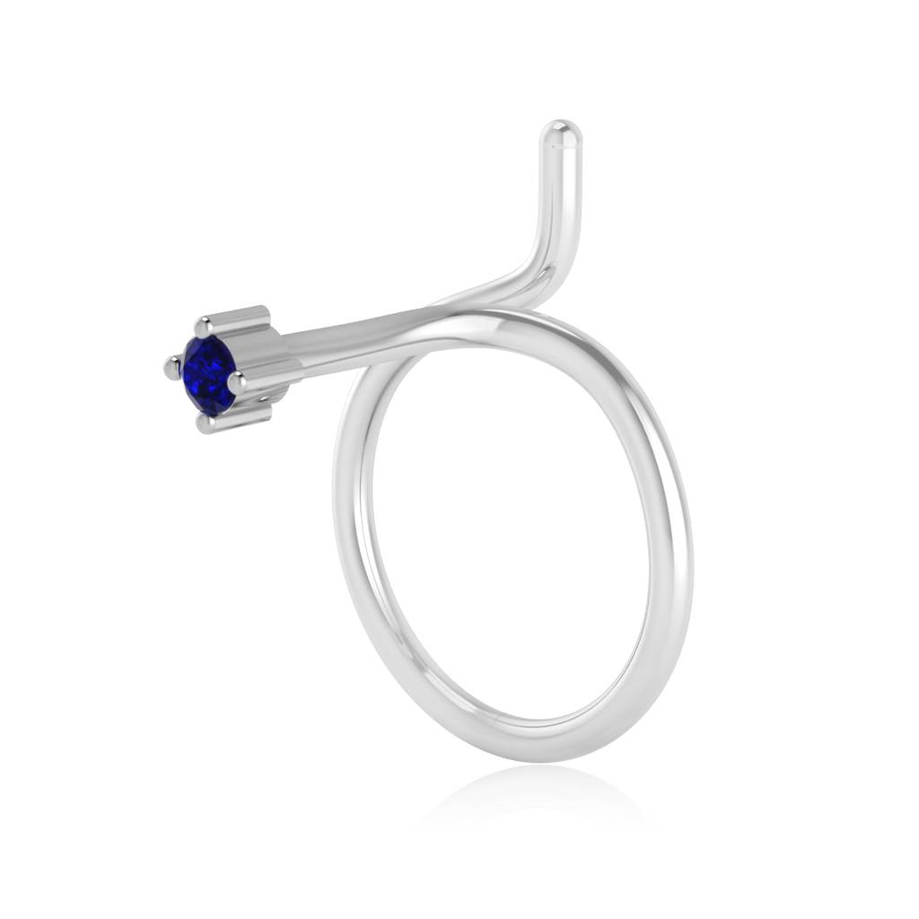 The Serenity Blue Sapphire Nose Pin : NS-0002YGBS